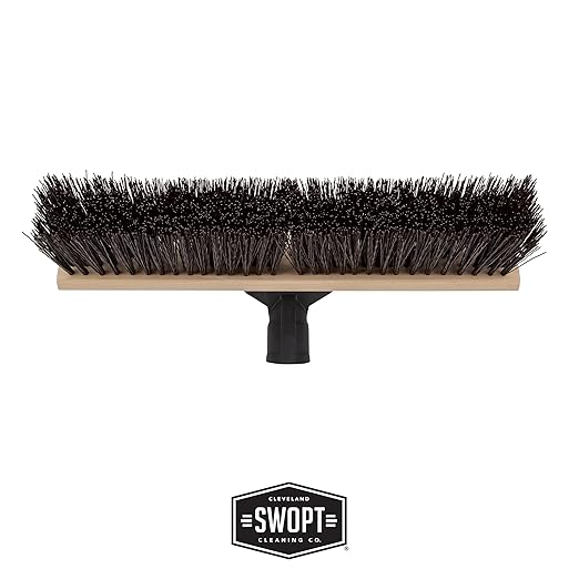 SWOPT 18" Premium Rough Surface Push Broom Head - Outdoor Broom for Driveways, Sidewalks, Patios - Interchangeable With All SWOPT Products for Efficient Cleaning & Storage