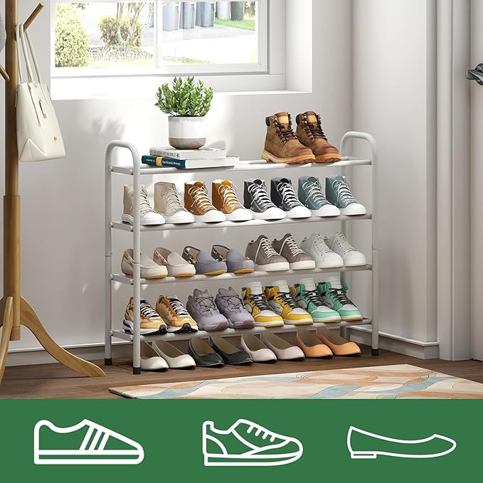 Expandable Shoe Rack, 4-Tier Expandable Metal Shoe Rack,Shoe Shelf for Closet, Entryway & Hallway-NeatNest