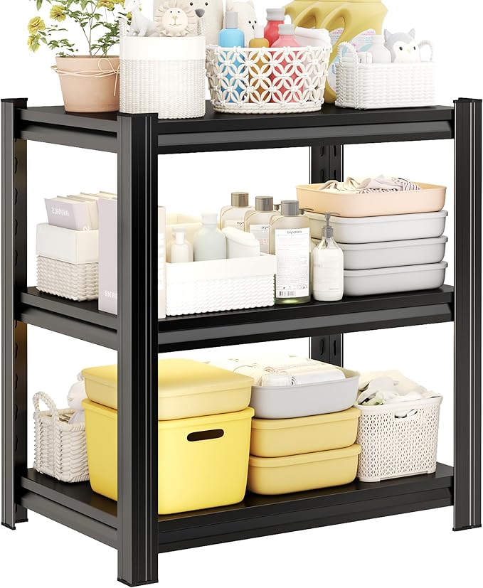 Adjustable 3-Tier Metal Bathroom Shelf - Space Saving Storage Organizer Rack for Kitchen, Corrosion-Resistant, 31.5" Hx15.7 Wx15.7 D