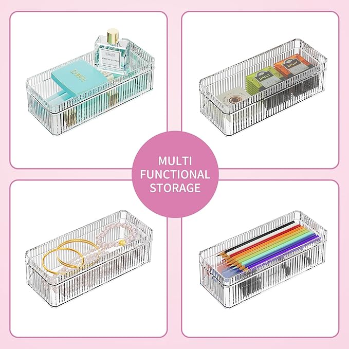 Acrylic Makeup Organizer, 2 Tier Stackable Tray for Cosmetics, Nail Polish, Perfume