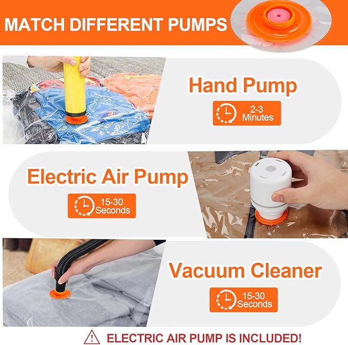 AGPTEK 16 Pack Vacuum Storage Bags(4 Jumbo/Large/Medium/Small) Compression Storage Bags for Blankets Clothes, Space Saver Vacuum Seal Bags for Clothing Bedding Travelling Luggage(Electric Pump)-NeatNest