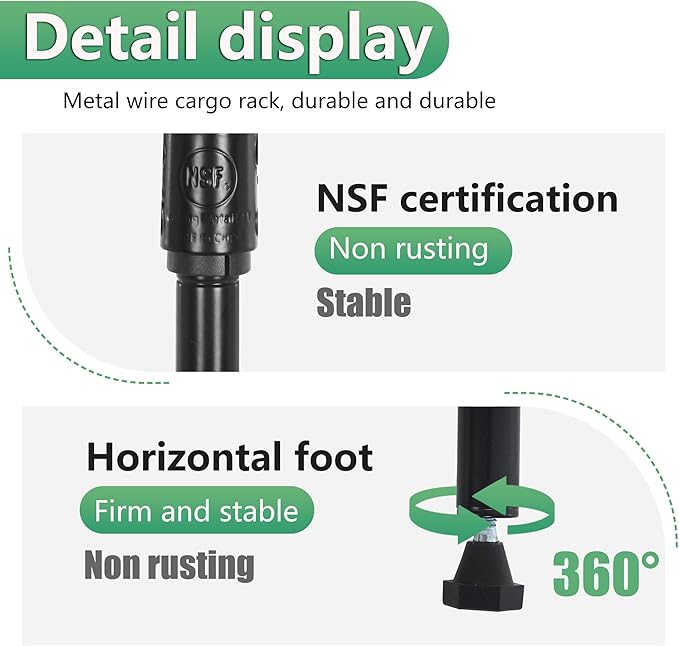 BestOffice Garage Shelving 5 Tier Metal Storage Shelves 750lbs Weight Capacity Heavy Duty Wire Shelving NSF Certified Utility Shelves with Leveling Feet for Garage Home Office, Black-NeatNest