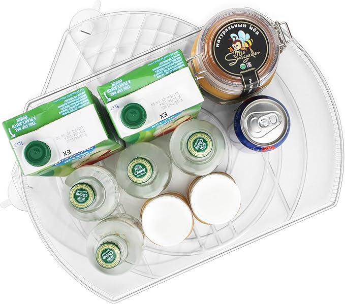 FIRJOY Lazy Susan Turntable for Refrigerator, Square Turntable Organizer for Fridge Cabinet, Pantry, Countertop | 16.5" x 11.1" (Rectangle 1 Pack - Clear)