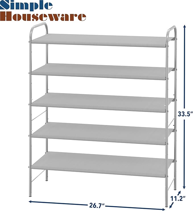 Simple Houseware 5-Tier Shoe Rack Storage Organizer, Grey-NeatNest