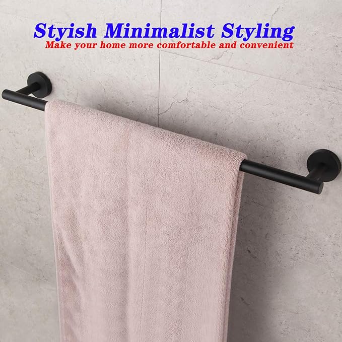 GERZWY Bathroom Towel Bar 30" Stainless Steel Towel Bar Matte Black Contemporary Style Wall Mount for Bath Kitchen AG1101C75-BK