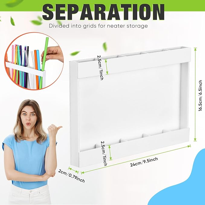Acrylic Straw Holder for Cabinet Door with Double Sided Adhesive Tape Reusable Straw Organizer Tumbler Storage Kitchen Accessories Container for Counter Cupboard(Classic,Large,White)