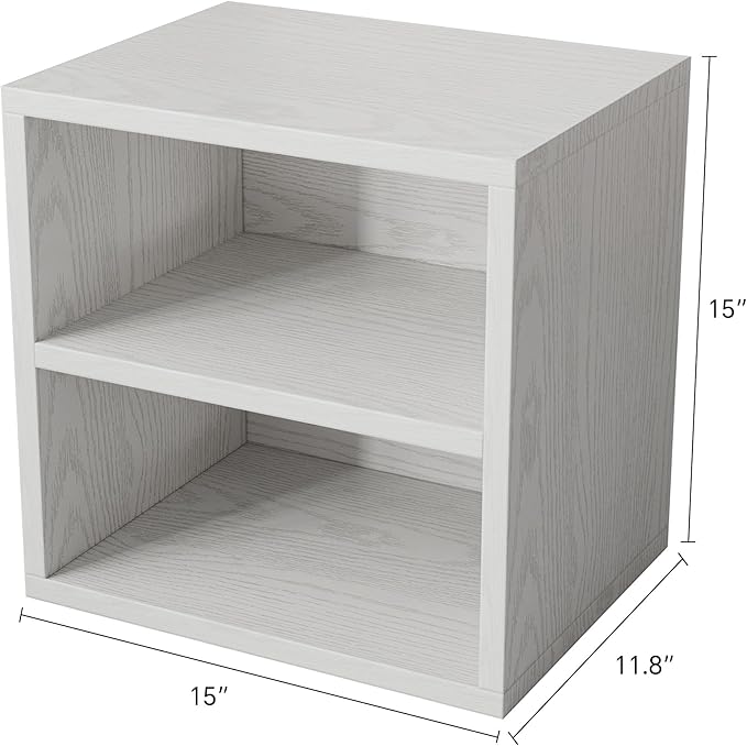 FUSUNBAO Magic DIY Cube Storage Organizer Stackable Cubes for Home Books Clothes Toy -Modular Cubby Storage System-Office Cubical-Bookcase Closet (Pure White-Washed, 1 Layer Cube)-NeatNest