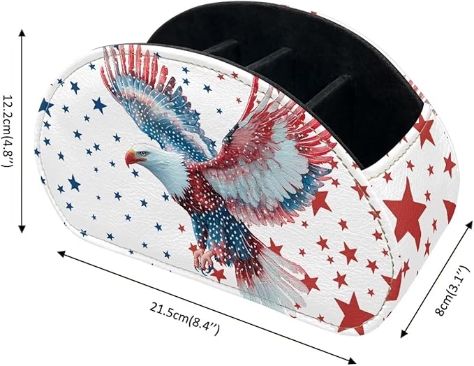 Flag Color Eagle Stars Print TV Remote Control Organizer, Office Desk Organizer,Storage for Controllers/Media Players/Glasses/Cosmetic Brushs/Pens,Nightstand/Couch/Home Theater Accessory-NeatNest