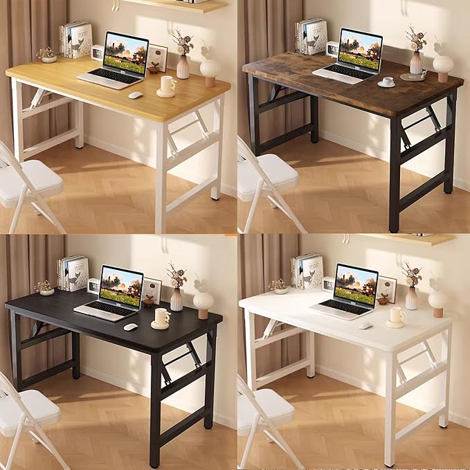 31.5 Inch Folding Table,Square Folding Desks for Small Space,Small Foldable Desk No Assembly,White.-NeatNest
