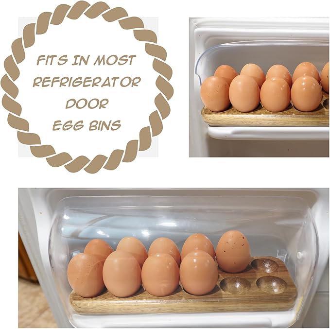 GUI'S CHICKEN COOP Egg Tray - Rustic Wooden Egg Holder For Eggs Usable in Kitchen Refrigerator, or Countertop for Display or Storage - Easy to Clean… (12 Eggs)