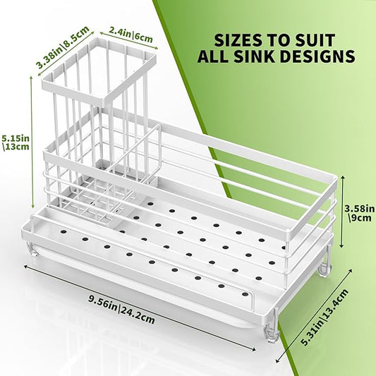 Cisily Kitchen Sink Caddy Organizer, Sponge Holder for Kitchen Sink Rustproof 304 Stainless Steel, Non-Slip Soap Dish Dispenser Brush Holder Storage, Home & Kitchen Essentials Accessories-NeatNest