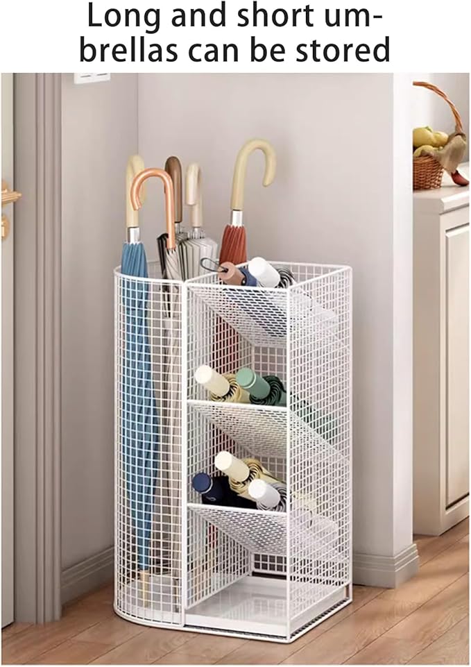 Commercial Metal Umbrella Holder Indoor Large-Capacity Umbrella Storage Shelf Umbrella Basket with Removable Drip Tray for Entryway Metal Entrance Umbrellas Organizer(Black)-NeatNest