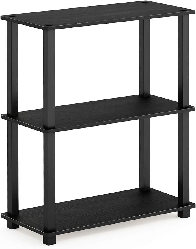 Furinno Turn-S-Tube 3-Tier Compact Multipurpose Shelf 2-Pack Americano/Black-NeatNest