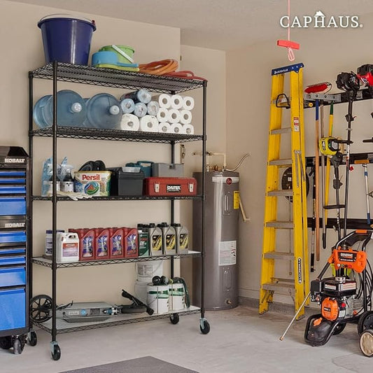 CAPHAUS NSF Commercial Grade Heavy Duty Wire Shelving w/Wheels, Leveling Feet & Liners, Storage Metal Shelf, Garage Shelving Storage, Utility Wire Rack Storage Shelves, 60 x 24 x 76 4-Tier w/Liner-NeatNest