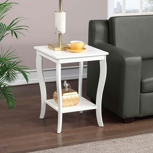 Convenience Concepts American Heritage Square End Table with Shelf, White-NeatNest