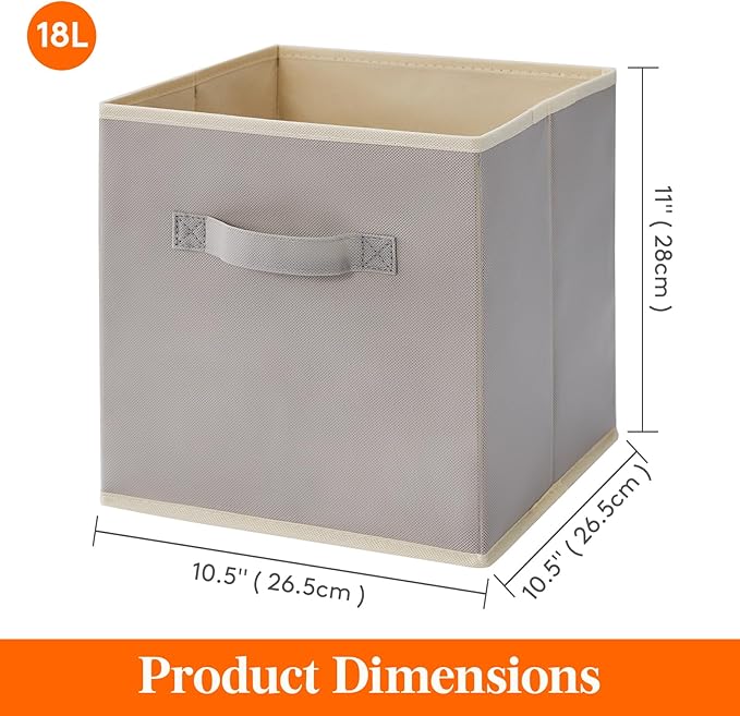 Lifewit 11 Inch Cube Storage Bins, 8 Packs Storage Cubes Foldable Decorative Fabric Storage Baskets for Organizing Home Organizers with Handles for Shelves, Closet, Light Gray-NeatNest