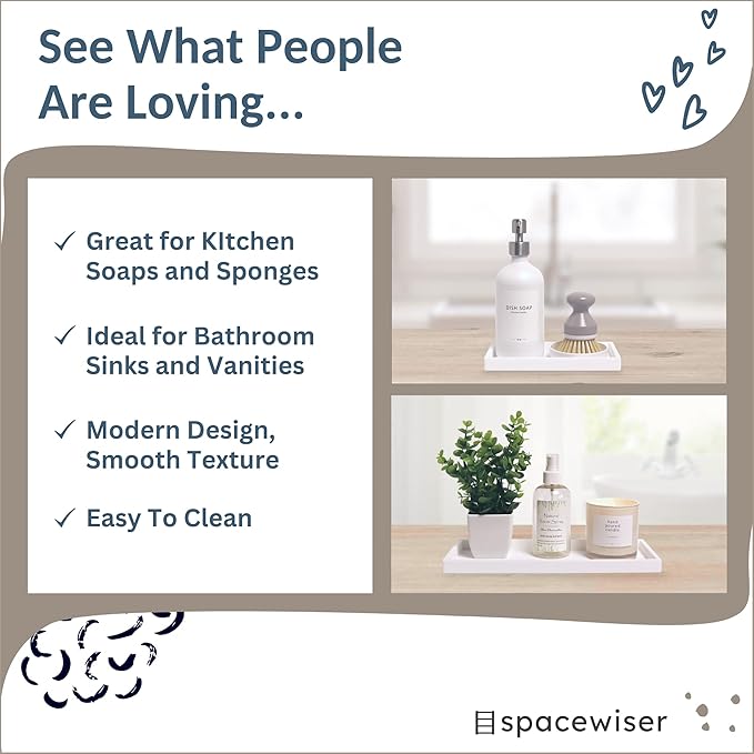 Countertop and Vanity Tray - 2 PC (11” and 7”) Shatterproof Silicone Kitchen and Bathroom Trays for Counter, Kitchen Soap Dispenser Tray, Vanity Trays for Bathroom, Perfume Key Tray-NeatNest