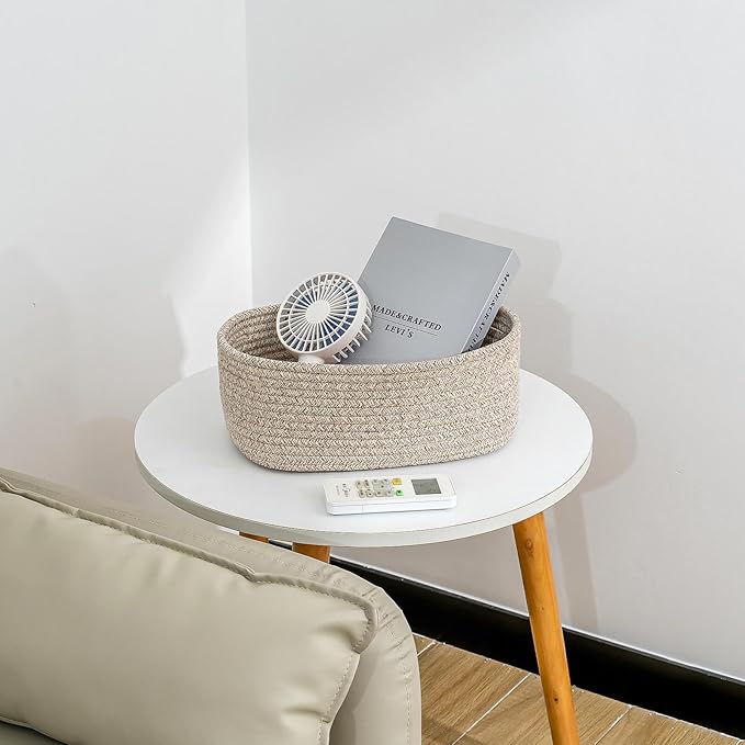 CubesLand Small Storage Baskets for Shelf,Cube Organizer Basket Bin,Woven Baskets for Shelves,Soft Toys Storage Basket,Baby Nursery Basket Bin,Home Decor 12 x 8 x 5.11 inches Light Brown-NeatNest