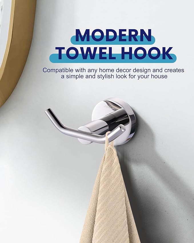 ARCORA Stainless Steel Towel Hooks: Chrome Towel Hooks for Bathroom Heavy Duty Robe Hook for Bathroom Bedroom