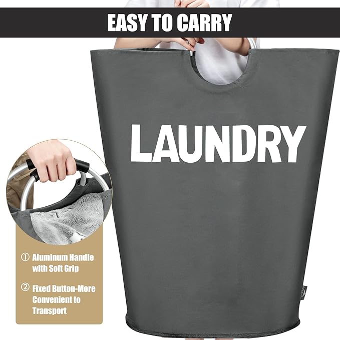 DOKEHOM 160L XX-Large Laundry Basket (7 Colors), Collapsible Laundry Bag, Foldable Laundry Hamper, Folding Washing Bin (Dark Grey, XXL)-NeatNest