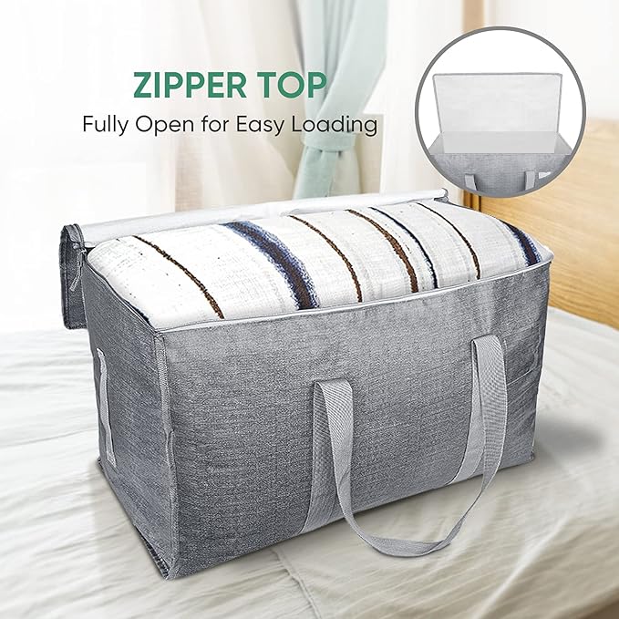 BALEINE 2-Pack Oversized Moving Bags with Reinforced Handles, Heavy-Duty Storage Tote for Clothes, Moving Supplies (Winter Grey, 2-Pack)-NeatNest