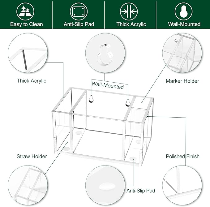 Cup Holder with Slot Mark Your Cup, Party Dispenser Acrylic Cup Organizer and Bar Counter Decor, Clear-NeatNest