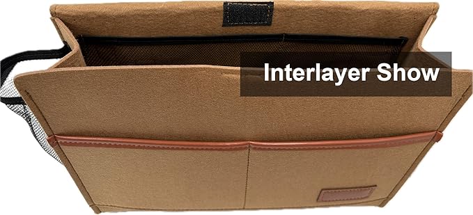 Bedside Caddy,Felt Bedside Storage Organizer, Hanging Storage for Dorm Bed Sofa for tablet Magazine Phone Remotes Water Bottle Holder (Khaki)-NeatNest