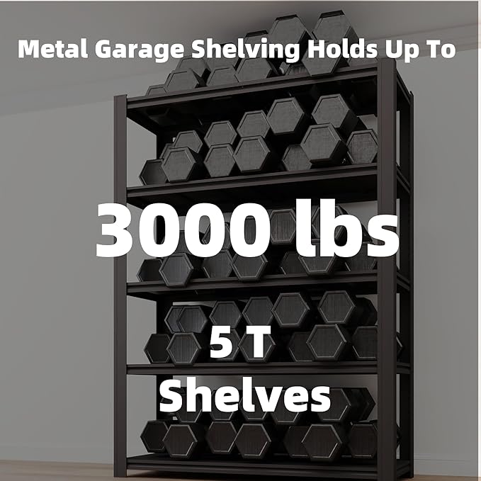 5-Tier 35" W x 15.8" D x 72" H Garage Shelving 3000LBS Storage Shelves Heavy Duty Metal Shelf Unit Adjustable Basement Industrial Storage Racks-NeatNest