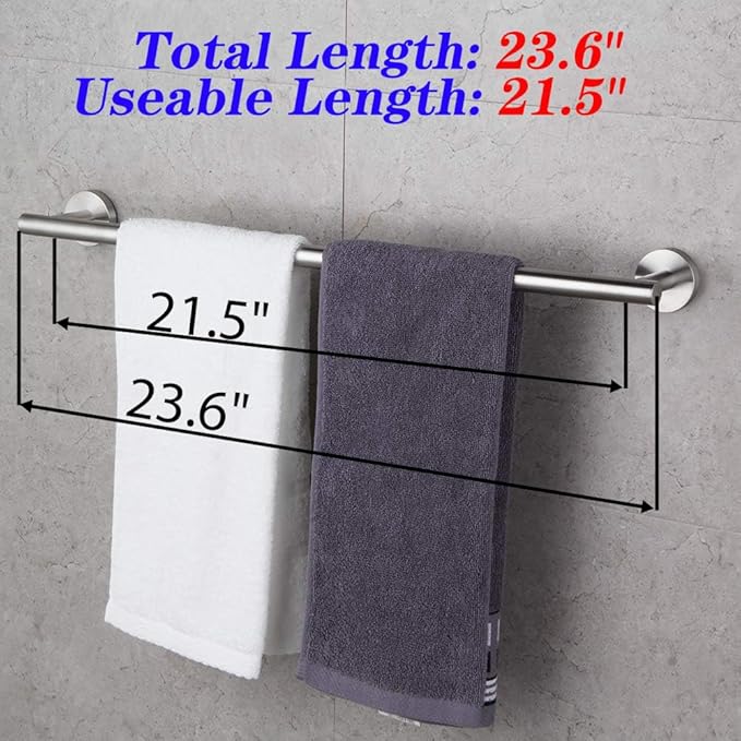 GERZWY 24-Inch Bath Towel Bar Brushed Stainless Steel Bathroom Towel Bar Contemporary Style Wall Mount for Bath Kitchen AG1101C60-LS