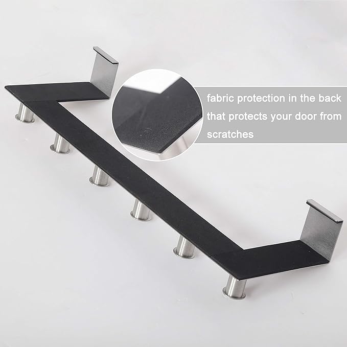 WEBI Over The Door Hooks Door Hanger,Over The Door Towel Rack with 6 Peg Hooks for Hanging,Over Door Coat Rack for Clothes,Back of Bathroom,Silver