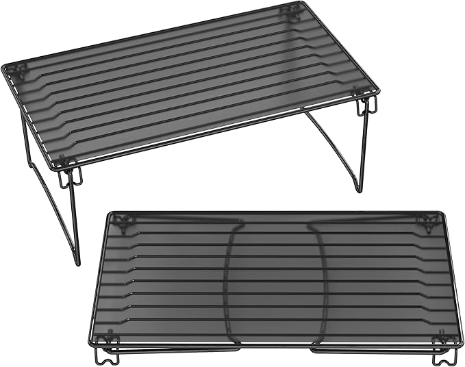 Deco Brothers Stackable Cabinet Shelf Organizer, 2 Pack, Black-NeatNest