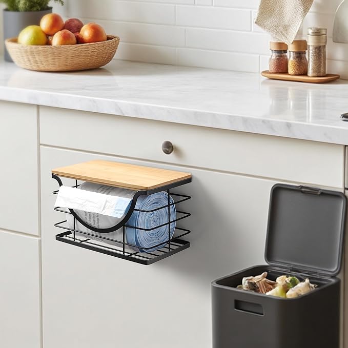 Extra Large Trash Bag Holder Under Sink Stackable Kitchen Storage with Lid, Garbage Bag Dispenser Roll Holder, Wall Mounted Trash Bag Container, Laundry Room Organization Storage-NeatNest