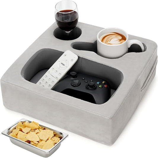 Couch Cup Holder, Couch Caddy, Couch Drink Holder, Bed Cup Tray, Sofa Cup Holder Remotes Holder for Cups, Headphones, Snacks and Phones, Use it on Car, Pack, Beach, RV, and More(Silvergrey)-NeatNest