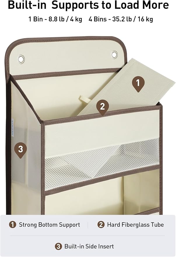 Yecaye Hanging Over the Door Organizer 1 Pack, 35.2lbs Load Toy Stuffed Animal Storage, Swing-proof Bathroom Organizers and Storage for Nursery Newborn Baby Essential Stuff Beige-NeatNest