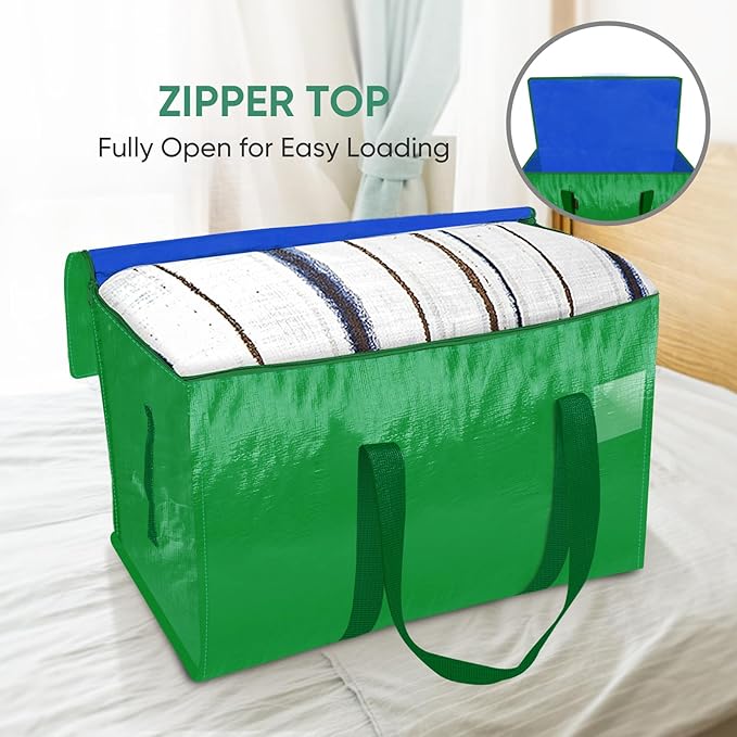 BALEINE 2-Pack Oversized Moving Bags with Reinforced Handles, Heavy-Duty Storage Tote for Clothes, Moving Supplies (Light Green, 2-Pack)-NeatNest