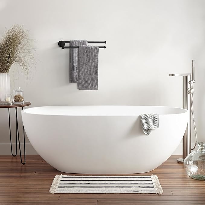 BGL Swivel Towel Bar for Bathroom Matte Black,Swing Out Double Towel Bar 2-Arm Kitchen Wall Mounted Towel Hanger Holder for Bathroom Organizer-NeatNest