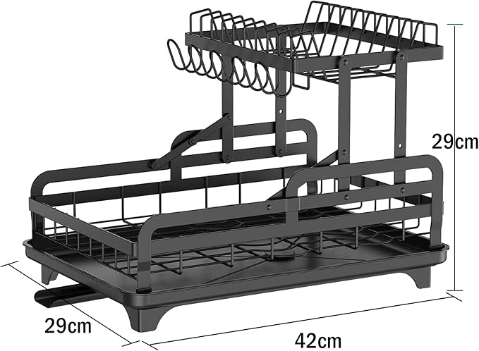 Dish Drying Rack Kitchen Dish Draining Rack 2 Tier Large Capacity for Kitchen Counter