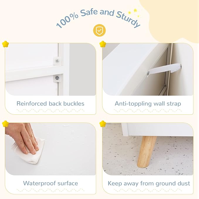 Curipeer Kids Bookshelf and Toy Storage, 3-Tier Wooden Open Bookcase, Baby Book and Toy Storage Display Organizer with Spacious Top Shelf Children, Friends, Family, White-NeatNest