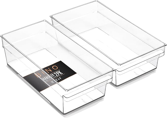 BINO | Plastic Storage Bins, Medium - Shallow | THE HANDLER COLLECTION | Multipurpose Organizer Bins | Kitchen Pantry Organizers and Storage | Clear Containers for Organizing Home | Freezer Organizer-NeatNest