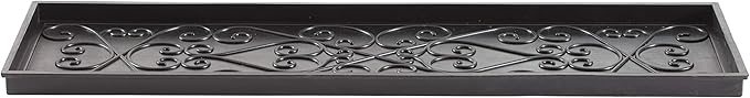 Anji Mountain AMB0BT4F-018 Black Rubber Boot/Shoe Tray with Coir, Fits 4 Pair (46.5" Wide), Rectangle Embossed Insert