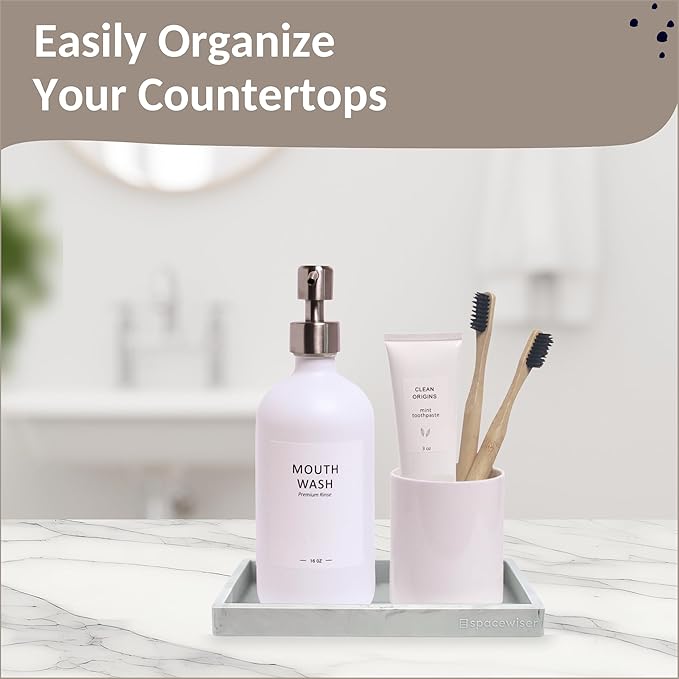 Countertop and Vanity Tray - 2 PC Small 7.7" Silicone Bathroom Trays, Kitchen Soap Tray, Dish Sponge Soap Holder Kitchen Sink Organizer Caddy, Bathroom Counter Trays for Lotion Dispenser-NeatNest