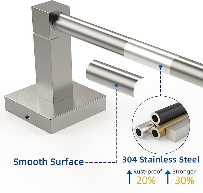 RUACQ Towel Bar 24inch, Towel Racks for Bathroom, 304 Stainless Steel Towel Holder Wall Mounted, Heavy Duty Bathroom Decor Towel Rod (Brushed Nickel)