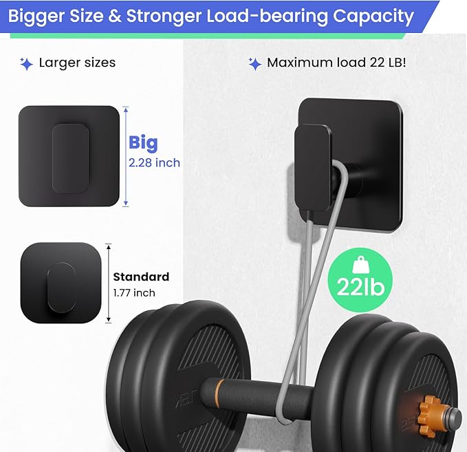 Black Hooks for Hanging Heavy Duty, Adhesive Hooks for Shower, Bathroom, Kitchen, Robe, Towel, Coat, Waterproof & Rustproof Hook for Walls No Damage, Stainless Steel Sticky Hook - 6 Pack-NeatNest