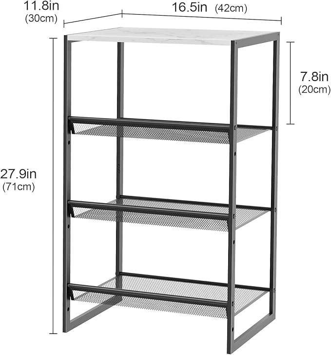 Garden 4 you 4 Tiers Narrow Shoe Rack,Small Space Freestanding Shoe Storage Organizer with White Wooden Tabletop,Adjustable Metal Shelf Stackable Shoe Shelf for Entryway Hallway Living Room Closet-NeatNest