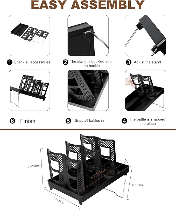 Coffee Cup Holder,Cup and Lid Dispenser with Stand,Disposable Cups Organizer,6 Slots,for Coffee Station,Bar,Office,Home,Restaurant,Breakroom,Countertop-NeatNest