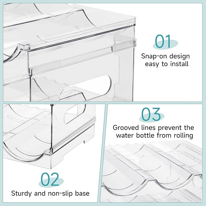 Damomo Water Bottle Organizer for Stanley 40 oz, 2 Pack Stackable Water Bottle Organizer, Clear Holder for Tumbler Travel Mug Cup, Kitchen Pantry Refrigerator Organization and Storage-NeatNest