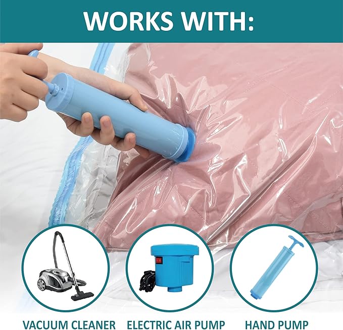 Space Saver Vacuum Storage Bags, 6 Pack Jumbo Space Saver Bags with Pump, Storage Vacuum Sealed Bags for Clothes, Comforters, Blankets, Bedding (Jumbo)-NeatNest