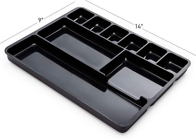 Desk Drawer Organizer Tray with 9 Storage Compartments - For Home and Office - Drawer Organizers Office, Perfect Organizing Pens, Pencils, Paper Clips, Sticky Notes and all your Supplies - 2 Pack-NeatNest