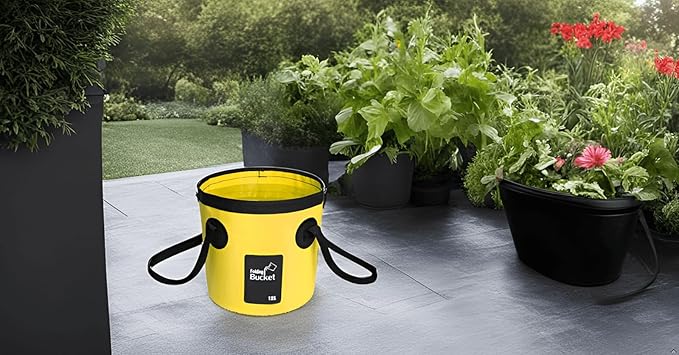 BANCHELLE Collapsible Bucket Water Container Portable Folding Camp Wash Basin for Outdoor Traveling Hiking Fishing Car Washing Gardening Camping (Yellow, 12L)-NeatNest