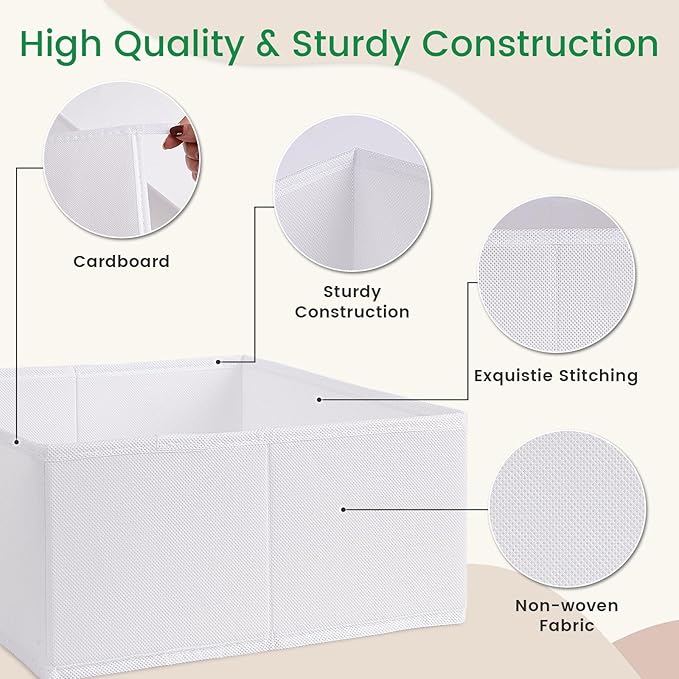 Criusia 16 Pack Underwear Drawer Organizer, Drawer Organizer Clothes, Foldable Cloth Storage Box Closet Dresser Drawer Divider Organizer for Clothes, Scarves (White)-NeatNest